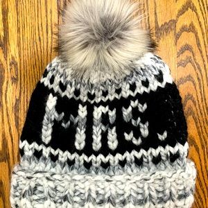 “Mrs.” Pom winter beanie hat